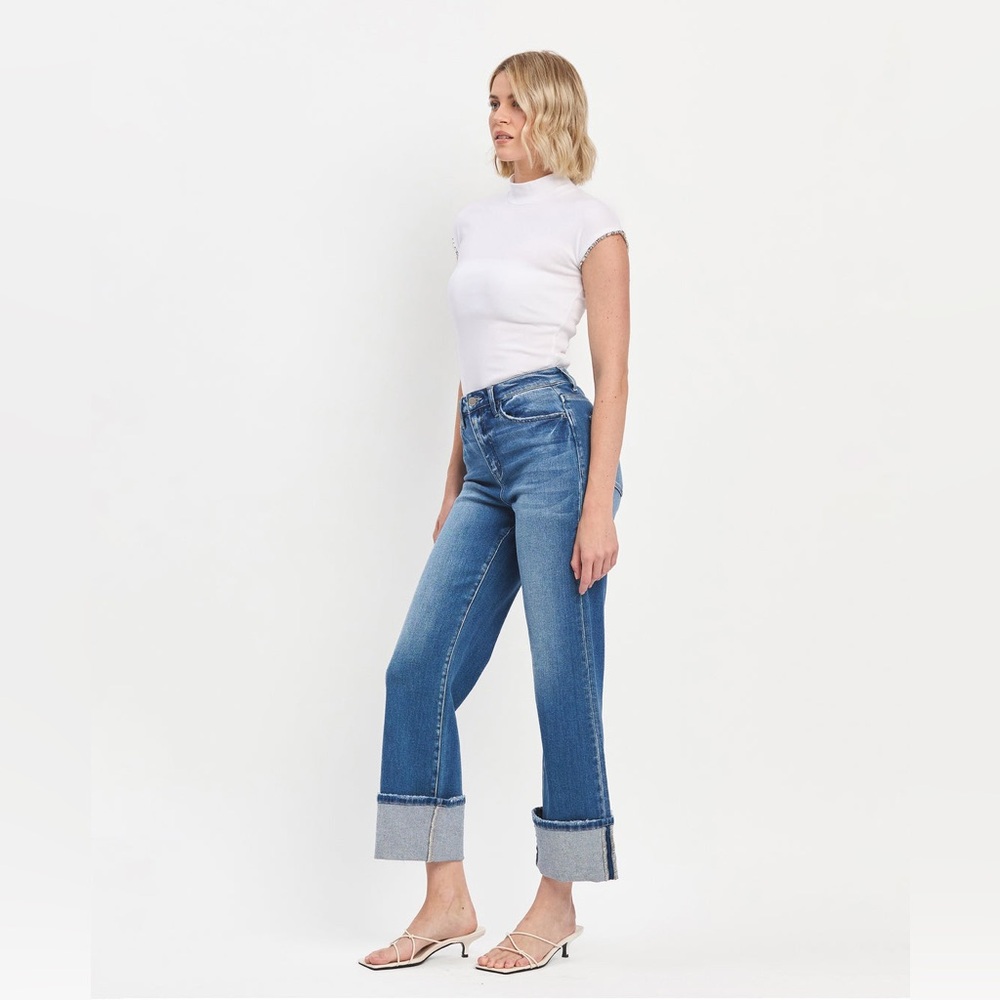FLYING MONKEY Blue Fairy 90's Vintage Cuffed Flare Jeans ❤️NWT❤️IN STORES - Picture 3 of 5